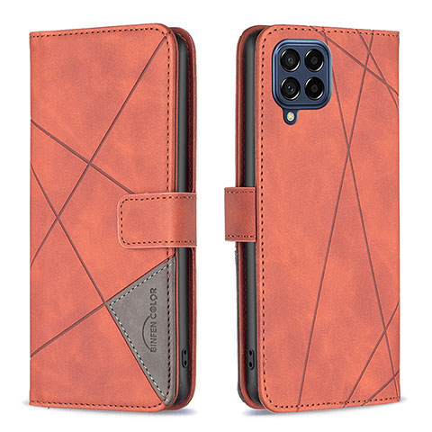 Handytasche Stand Schutzhülle Flip Leder Hülle B08F für Samsung Galaxy M53 5G Orange