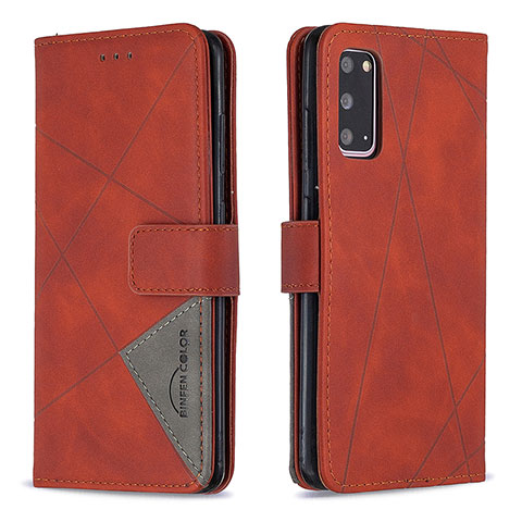 Handytasche Stand Schutzhülle Flip Leder Hülle B08F für Samsung Galaxy S20 5G Orange