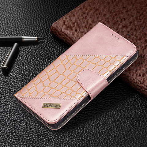 Handytasche Stand Schutzhülle Flip Leder Hülle B08F für Samsung Galaxy S21 Ultra 5G Rosa