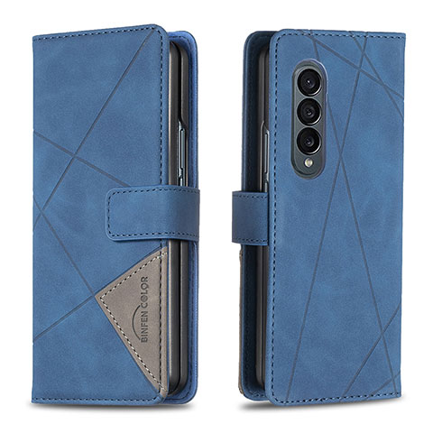 Handytasche Stand Schutzhülle Flip Leder Hülle B08F für Samsung Galaxy Z Fold4 5G Blau