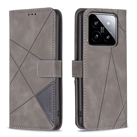 Handytasche Stand Schutzhülle Flip Leder Hülle B08F für Xiaomi Mi 14 Pro 5G Grau