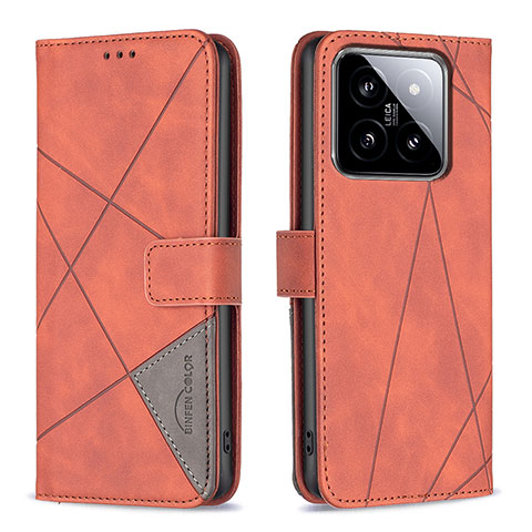 Handytasche Stand Schutzhülle Flip Leder Hülle B08F für Xiaomi Mi 14 Pro 5G Orange