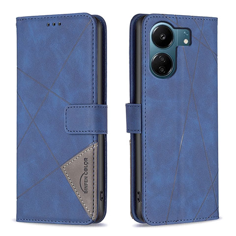 Handytasche Stand Schutzhülle Flip Leder Hülle B08F für Xiaomi Poco C65 Blau