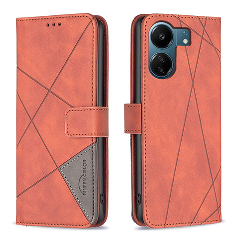 Handytasche Stand Schutzhülle Flip Leder Hülle B08F für Xiaomi Poco C65 Orange