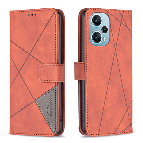 Handytasche Stand Schutzhülle Flip Leder Hülle B08F für Xiaomi Poco F5 5G Orange