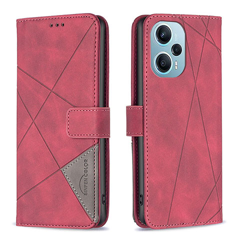 Handytasche Stand Schutzhülle Flip Leder Hülle B08F für Xiaomi Poco F5 5G Rot