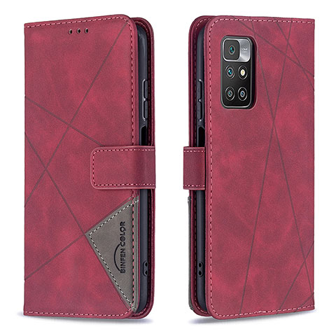 Handytasche Stand Schutzhülle Flip Leder Hülle B08F für Xiaomi Redmi 10 4G Rot