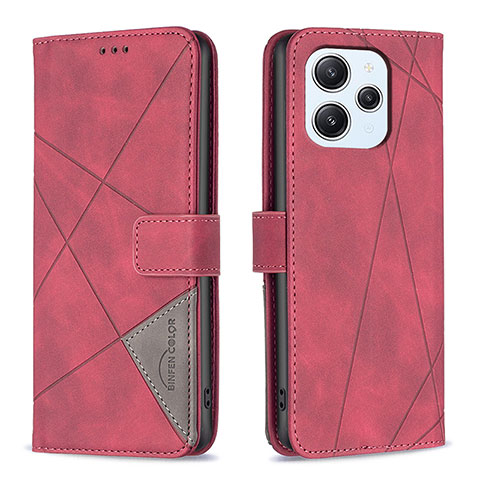 Handytasche Stand Schutzhülle Flip Leder Hülle B08F für Xiaomi Redmi 12 4G Rot