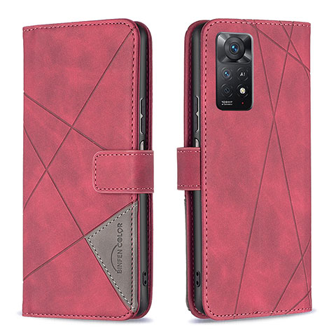 Handytasche Stand Schutzhülle Flip Leder Hülle B08F für Xiaomi Redmi Note 11 Pro 4G Rot