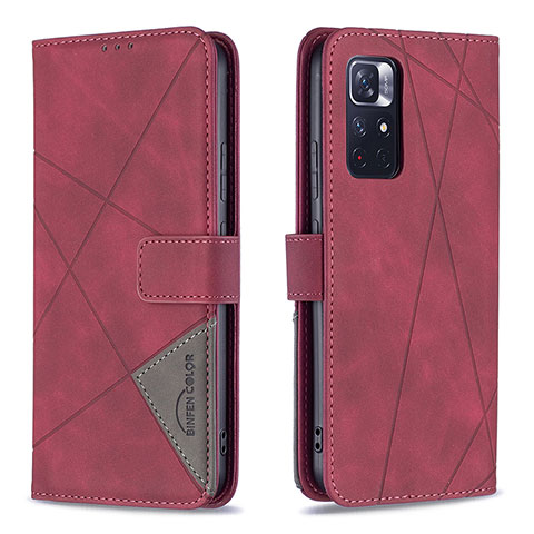 Handytasche Stand Schutzhülle Flip Leder Hülle B08F für Xiaomi Redmi Note 11S 5G Rot