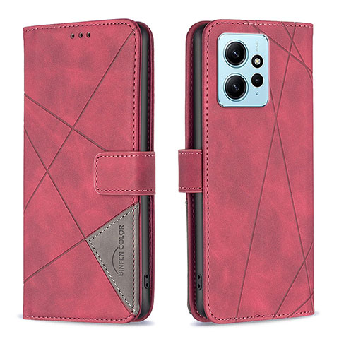 Handytasche Stand Schutzhülle Flip Leder Hülle B08F für Xiaomi Redmi Note 12 4G Rot