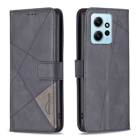 Handytasche Stand Schutzhülle Flip Leder Hülle B08F für Xiaomi Redmi Note 12 4G Schwarz