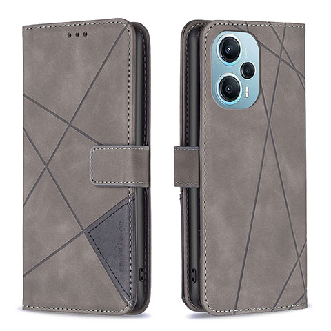 Handytasche Stand Schutzhülle Flip Leder Hülle B08F für Xiaomi Redmi Note 12 Turbo 5G Grau