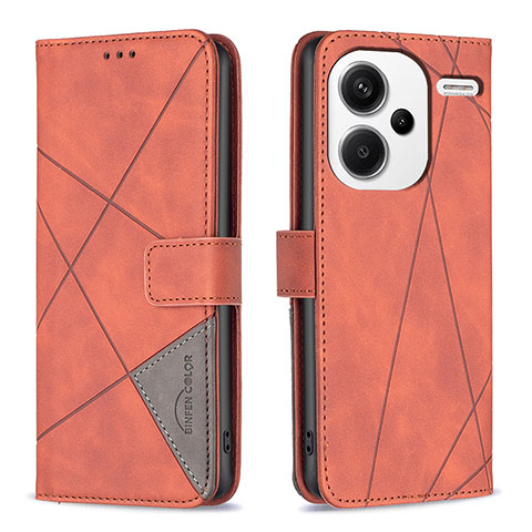 Handytasche Stand Schutzhülle Flip Leder Hülle B08F für Xiaomi Redmi Note 13 Pro+ Plus 5G Orange