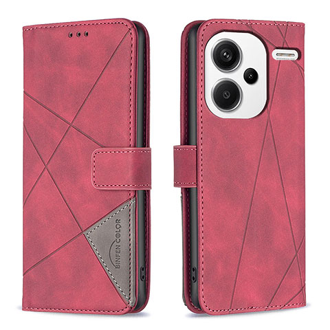 Handytasche Stand Schutzhülle Flip Leder Hülle B08F für Xiaomi Redmi Note 13 Pro+ Plus 5G Rot