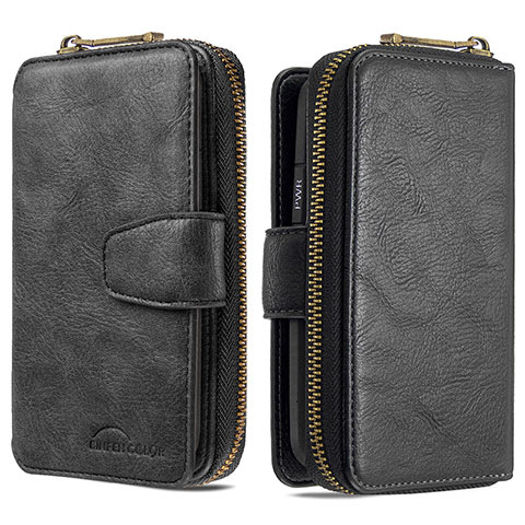 Handytasche Stand Schutzhülle Flip Leder Hülle B10F für Samsung Galaxy A20 Schwarz