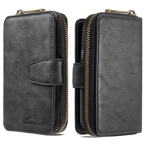 Handytasche Stand Schutzhülle Flip Leder Hülle B10F für Samsung Galaxy A41 Schwarz