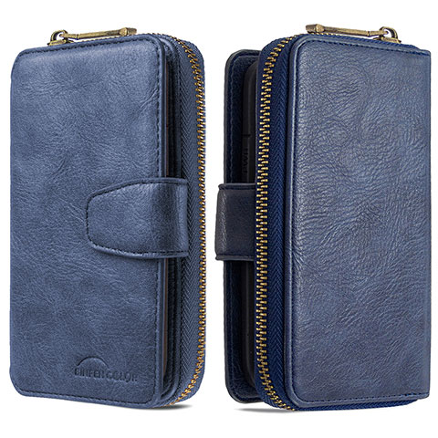 Handytasche Stand Schutzhülle Flip Leder Hülle B10F für Samsung Galaxy A70 Blau