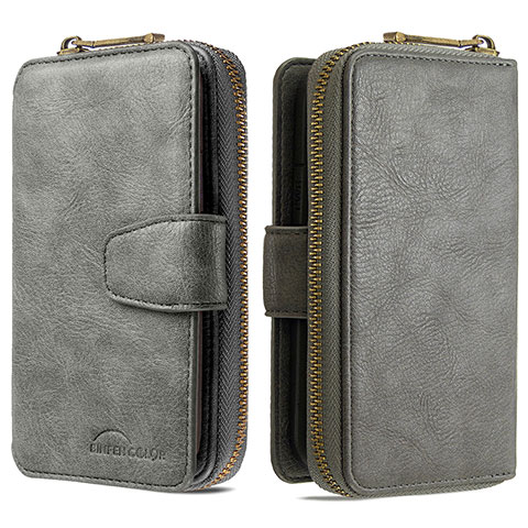 Handytasche Stand Schutzhülle Flip Leder Hülle B10F für Samsung Galaxy S20 Plus Grau