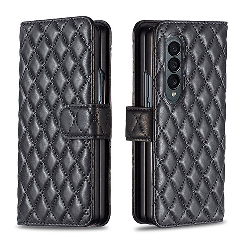 Handytasche Stand Schutzhülle Flip Leder Hülle B10F für Samsung Galaxy Z Fold3 5G Schwarz