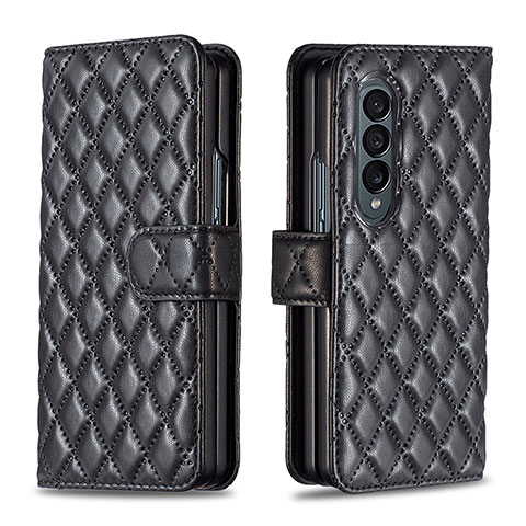 Handytasche Stand Schutzhülle Flip Leder Hülle B10F für Samsung Galaxy Z Fold4 5G Schwarz