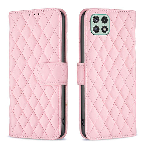 Handytasche Stand Schutzhülle Flip Leder Hülle B11F für Samsung Galaxy A22 5G Rosegold