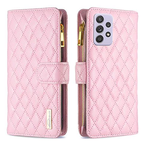 Handytasche Stand Schutzhülle Flip Leder Hülle B11F für Samsung Galaxy A52 4G Rosegold