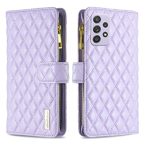 Handytasche Stand Schutzhülle Flip Leder Hülle B11F für Samsung Galaxy A52 4G Violett