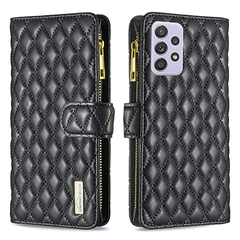 Handytasche Stand Schutzhülle Flip Leder Hülle B11F für Samsung Galaxy A52 5G Schwarz