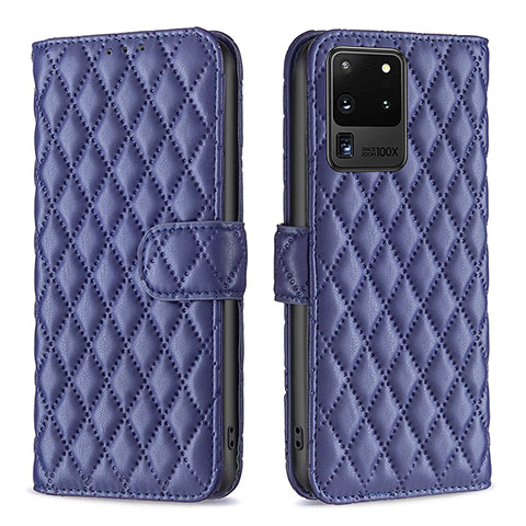 Handytasche Stand Schutzhülle Flip Leder Hülle B11F für Samsung Galaxy S20 Ultra 5G Blau