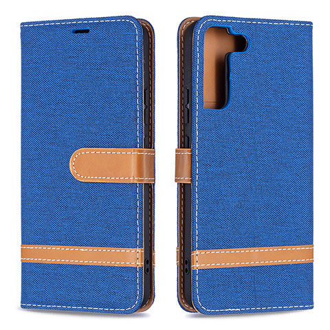 Handytasche Stand Schutzhülle Flip Leder Hülle B11F für Samsung Galaxy S21 5G Blau