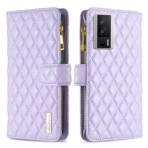 Handytasche Stand Schutzhülle Flip Leder Hülle B11F für Xiaomi Poco F5 Pro 5G Violett