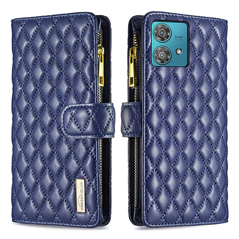 Handytasche Stand Schutzhülle Flip Leder Hülle B12F für Motorola Moto Edge 40 Neo 5G Blau