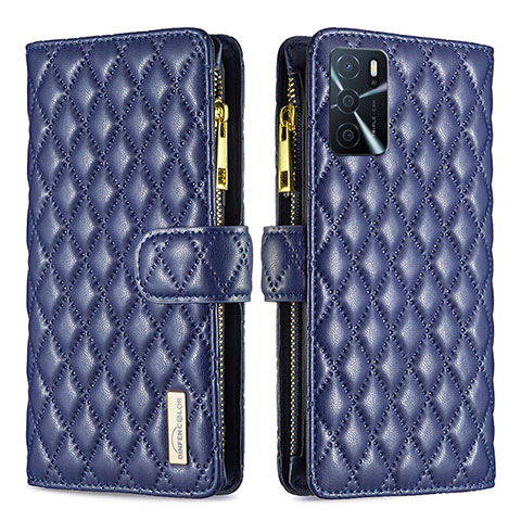 Handytasche Stand Schutzhülle Flip Leder Hülle B12F für Oppo A16 Blau