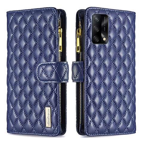 Handytasche Stand Schutzhülle Flip Leder Hülle B12F für Oppo A74 4G Blau