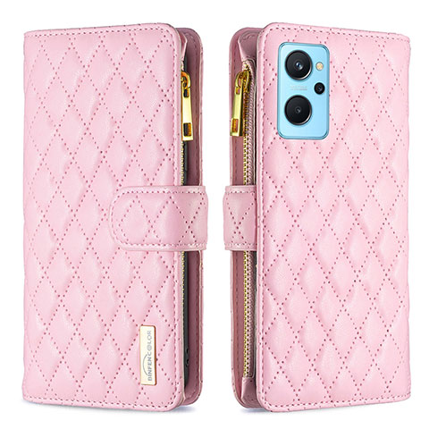 Handytasche Stand Schutzhülle Flip Leder Hülle B12F für Oppo A96 4G Rosegold