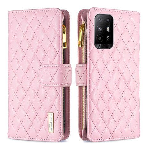 Handytasche Stand Schutzhülle Flip Leder Hülle B12F für Oppo F19 Pro+ Plus 5G Rosegold