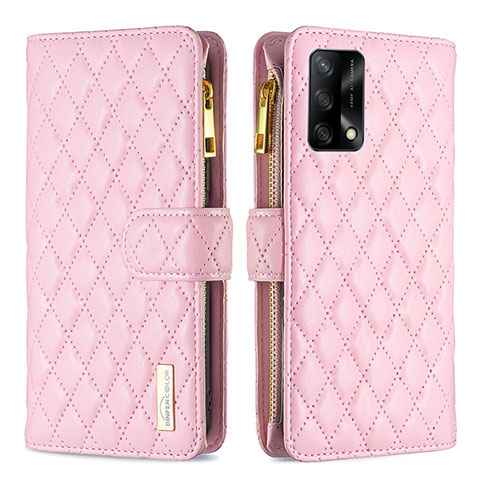 Handytasche Stand Schutzhülle Flip Leder Hülle B12F für Oppo F19 Rosegold