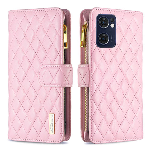 Handytasche Stand Schutzhülle Flip Leder Hülle B12F für Oppo Find X5 Lite 5G Rosegold