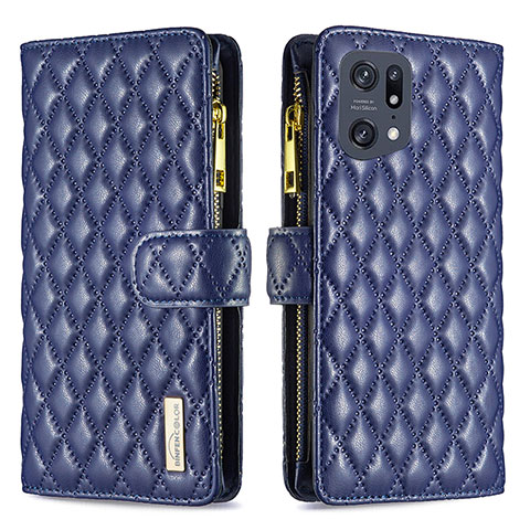 Handytasche Stand Schutzhülle Flip Leder Hülle B12F für Oppo Find X5 Pro 5G Blau