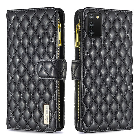 Handytasche Stand Schutzhülle Flip Leder Hülle B12F für Samsung Galaxy A02s Schwarz