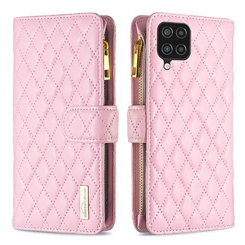 Handytasche Stand Schutzhülle Flip Leder Hülle B12F für Samsung Galaxy A12 5G Rosegold