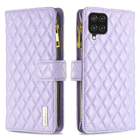 Handytasche Stand Schutzhülle Flip Leder Hülle B12F für Samsung Galaxy A12 Violett