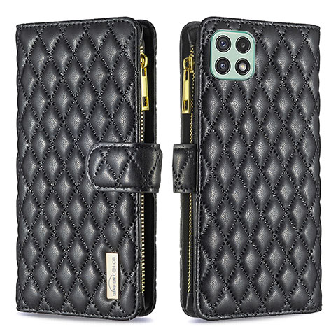 Handytasche Stand Schutzhülle Flip Leder Hülle B12F für Samsung Galaxy A22s 5G Schwarz