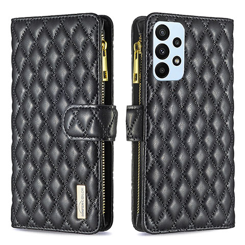 Handytasche Stand Schutzhülle Flip Leder Hülle B12F für Samsung Galaxy A23 4G Schwarz