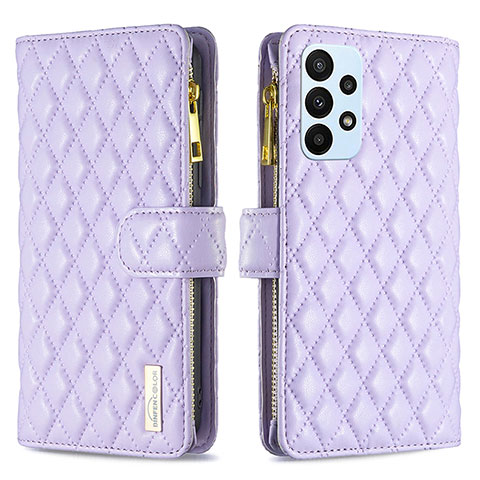 Handytasche Stand Schutzhülle Flip Leder Hülle B12F für Samsung Galaxy A23 4G Violett