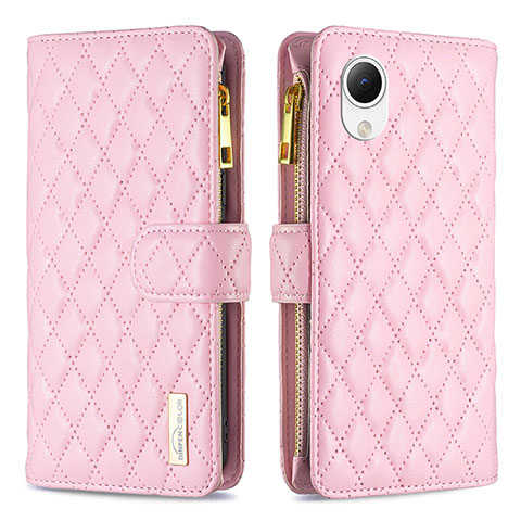 Handytasche Stand Schutzhülle Flip Leder Hülle B12F für Samsung Galaxy A23e 5G Rosegold