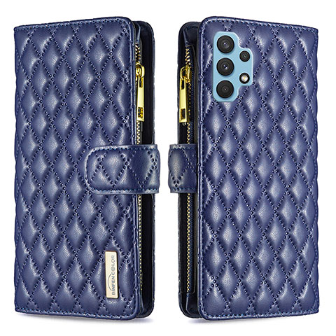 Handytasche Stand Schutzhülle Flip Leder Hülle B12F für Samsung Galaxy A32 4G Blau