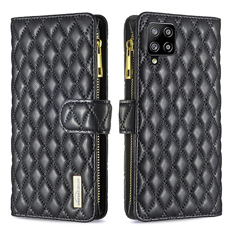 Handytasche Stand Schutzhülle Flip Leder Hülle B12F für Samsung Galaxy A42 5G Schwarz