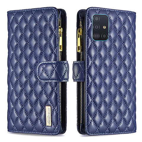 Handytasche Stand Schutzhülle Flip Leder Hülle B12F für Samsung Galaxy A51 5G Blau